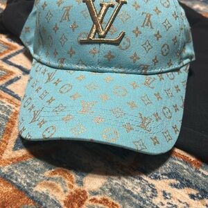 Elegant Designer Teal and Gold Monogram Hat